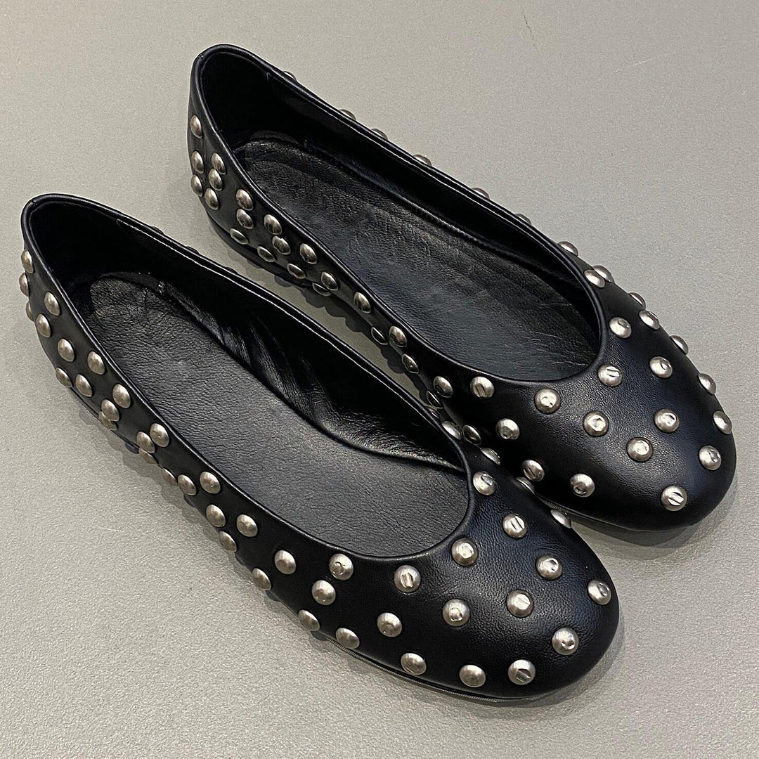 Damen elegante Ballerinas mit auffälligem Nietenbesatz EB