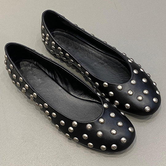Damen elegante Ballerinas mit auffälligem Nietenbesatz EB