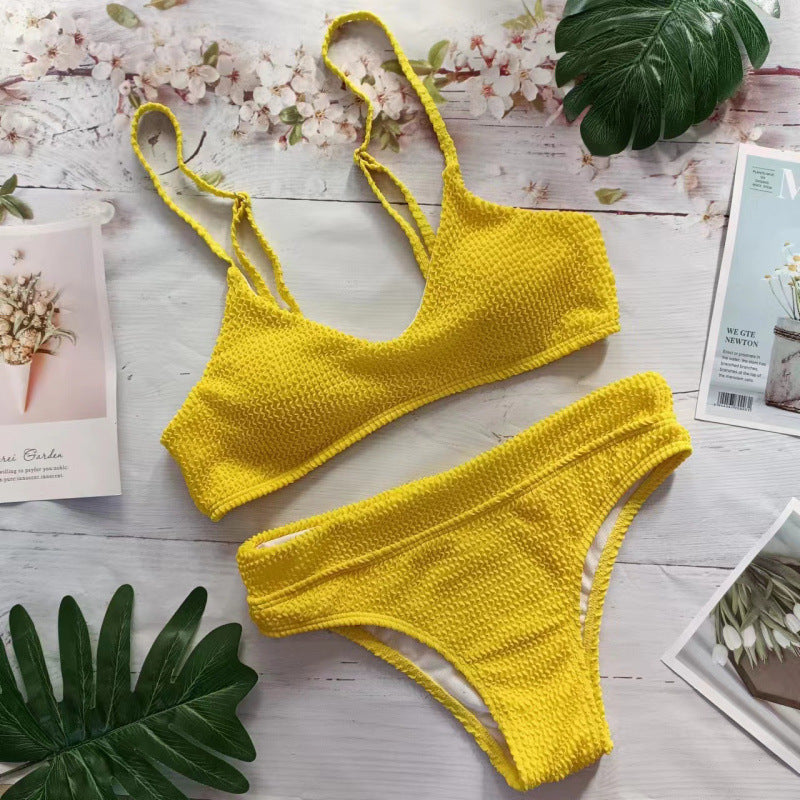 Damen Triangel-Bikini mit elastischem Wellenmuster und komfortablem Schnitt EB
