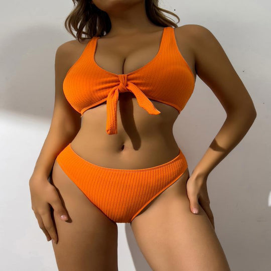 Damen Badeanzug im stilvollen Crop-Top Design mit Knotendetail EB