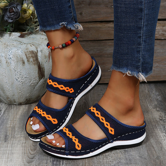 Damen bequeme und luftige Sandalen mit elastischem Riemendesign EB