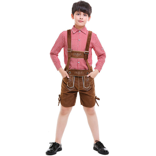 Unisex nan traditionelle Kinderlederhose mit verstellbaren Trägern und feiner Stickerei EB