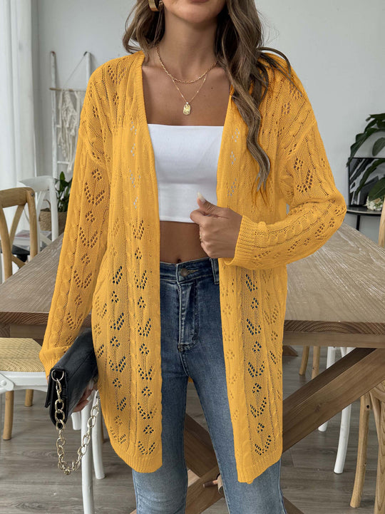 Damen leichte Strickjacke im eleganten Lochmuster EB
