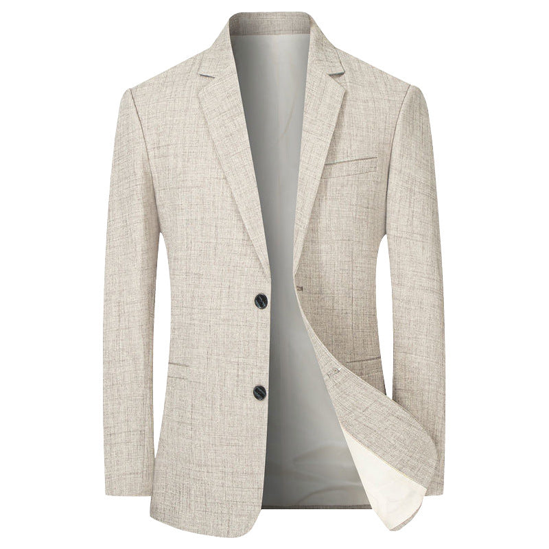 Herren Leichter Leinenblazer Slim-Fit Zweiknopf-Sakko atmungsaktiv EB