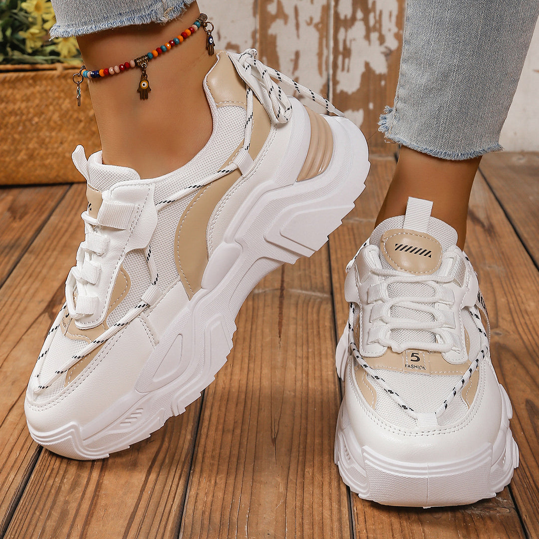 Damen Trendige und bequeme Chunky Sneaker mit atmungsaktivem Mesh-Obermaterial EB
