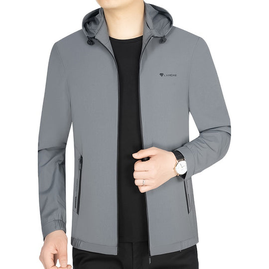 Herren Leichte Softshell-Funktionsjacke mit Kapuze wasserabweisend atmungsaktiv EB