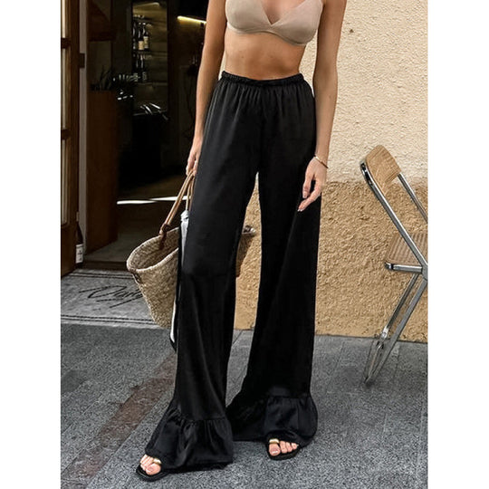 Damen Weite Palazzohosen mit voluminösen Säumen EB