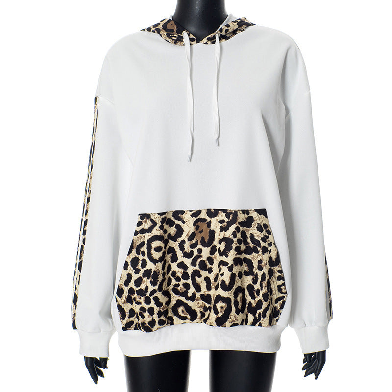 Damen Kapuzenpullover mit einzigartigem Leopardenmotiv und lässigem Schnitt EB
