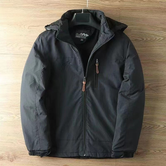 Herren nan wasserabweisende isolierte Allwetter-Trekkingjacke mit verstellbarer Kapuze und verdeckter Brusttasche EB