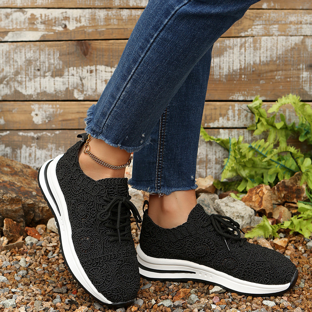 Damen  gestrickte Slip-On Plateau-Sneaker mit atmungsaktivem Obermaterial und gepolstertem Komfortfußbett EB