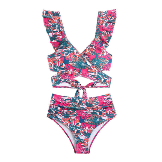 Damen Stilvolles Wickel-Bikini-Set mit Rüschendetails EB