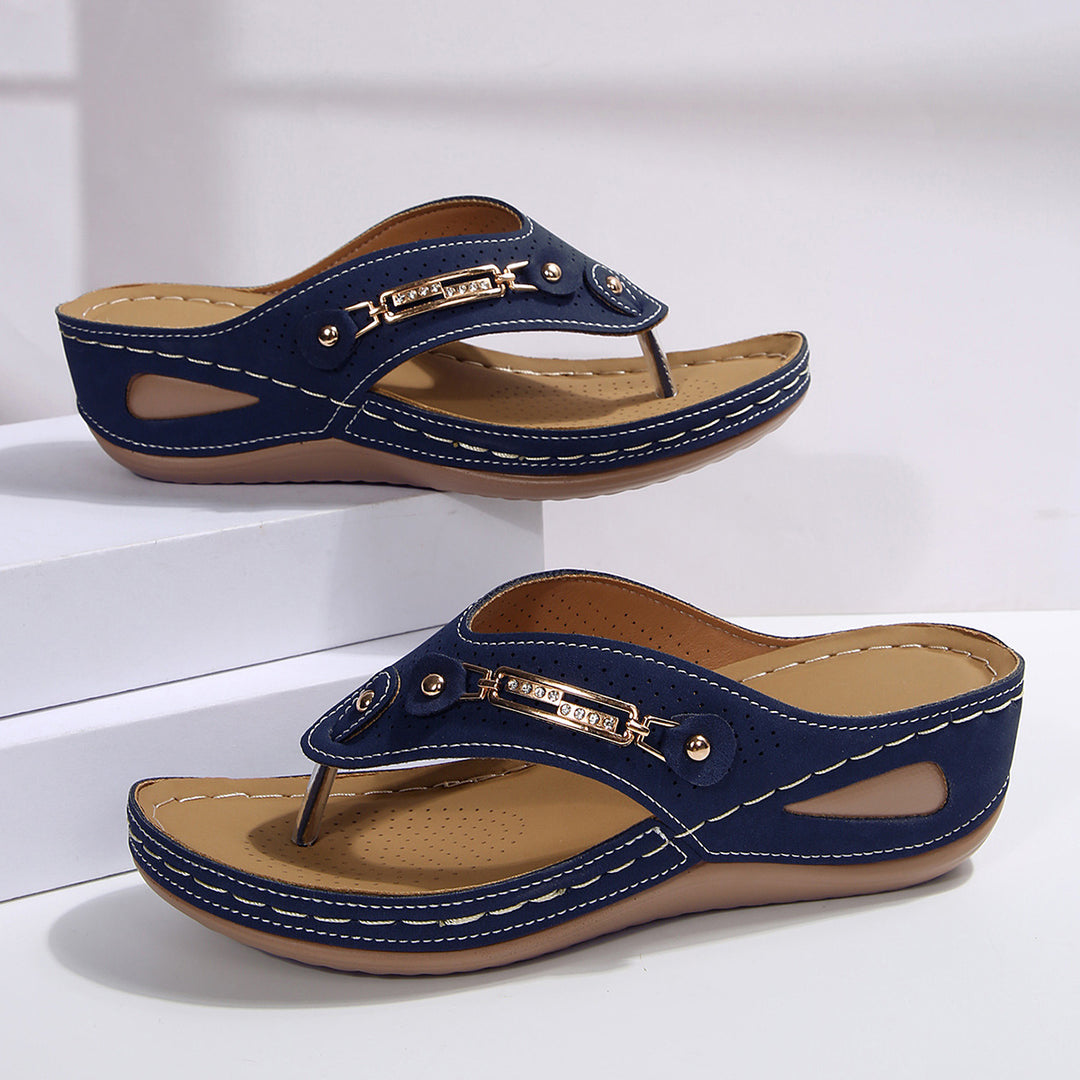Damen Komfortable Wedge-Sandalen mit verstellbarem Riemen EB
