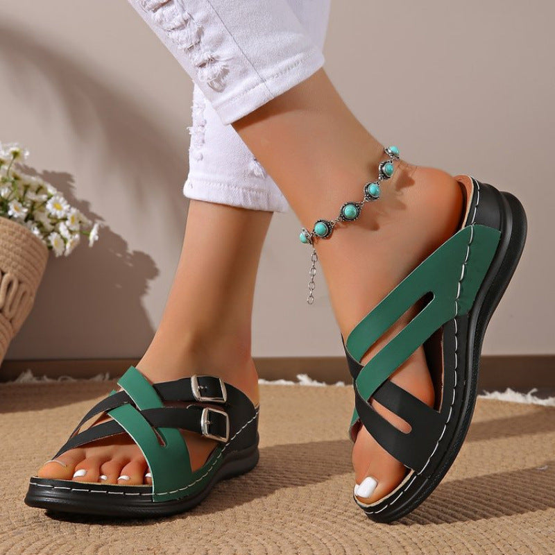 Damen Modische Absatzsandalen mit verstellbaren Riemen und ergonomischer Sohle EB