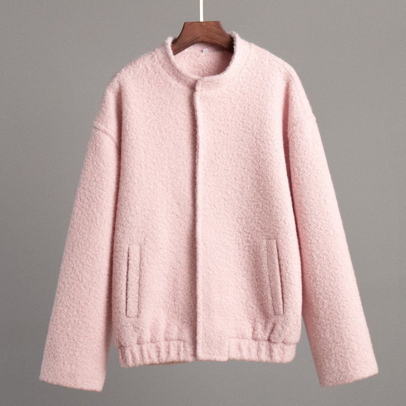 Damen Flauschige Kapuzenjacke aus Teddyfell mit seitlichen Taschen EB