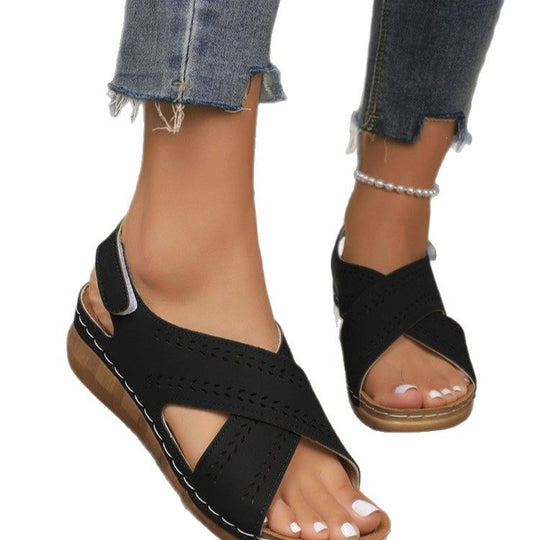 Damen Komfortable und atmungsaktive Sandalen mit Klettverschluss EB
