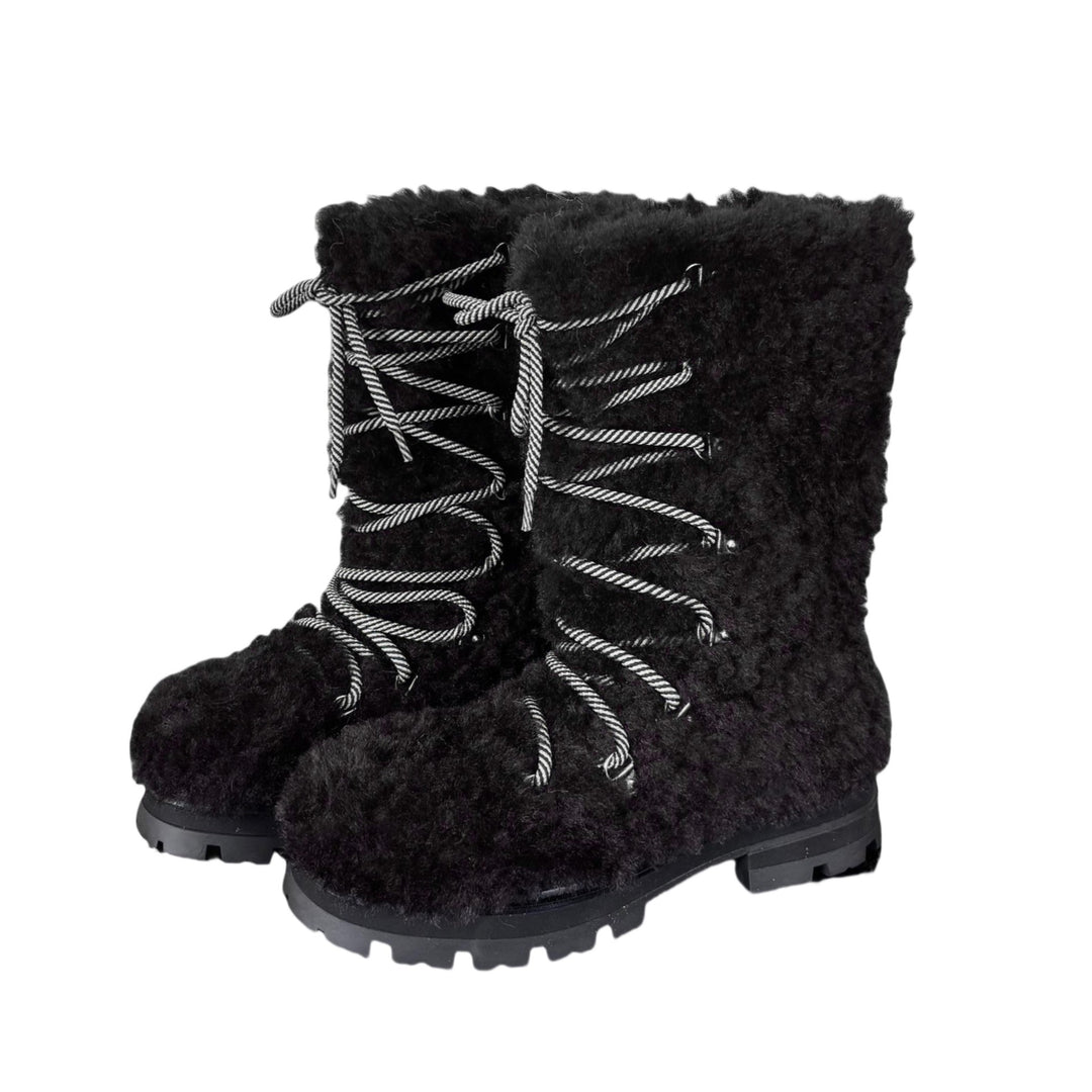 Damen Warmfutter Stiefel mit robuster Sohle und modischem Schnürdesign EB