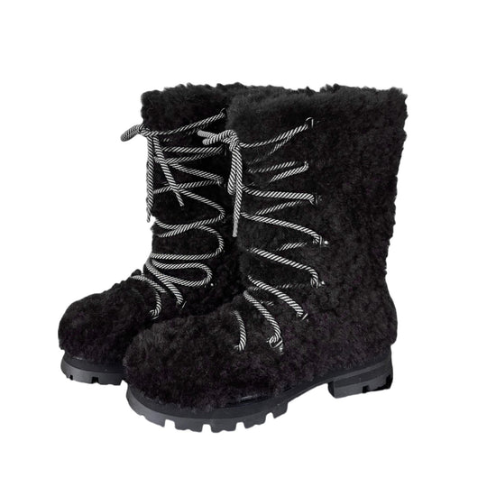 Damen Warmfutter Stiefel mit robuster Sohle und modischem Schnürdesign EB