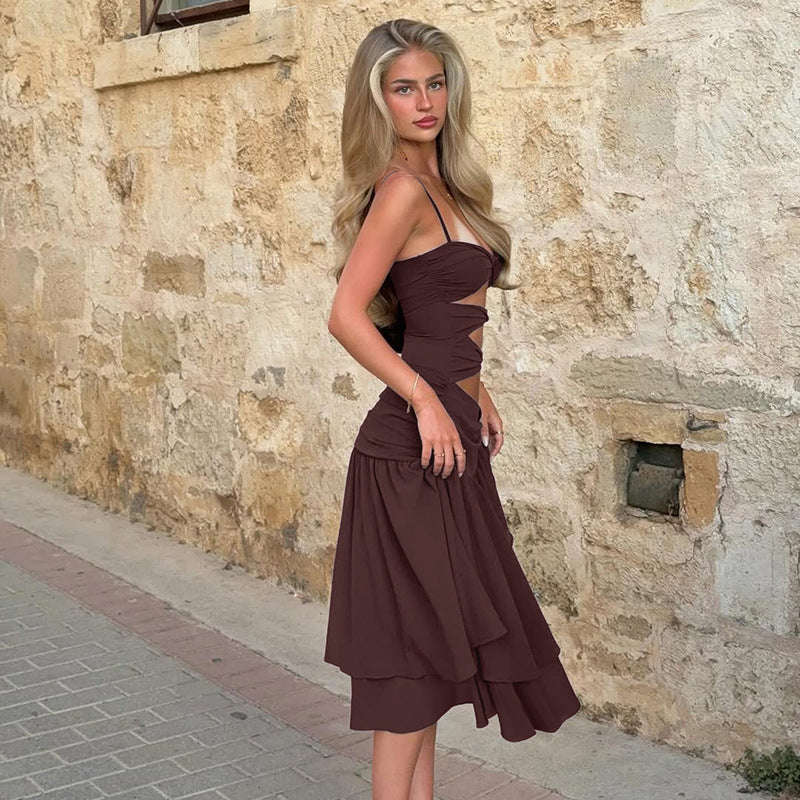 Damen Elegantes Wickelkleid mit raffinierten Drapierungen und verspielten Cut-Outs EB