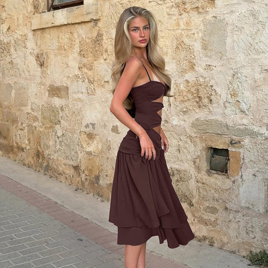 Damen Elegantes Wickelkleid mit raffinierten Drapierungen und verspielten Cut-Outs EB