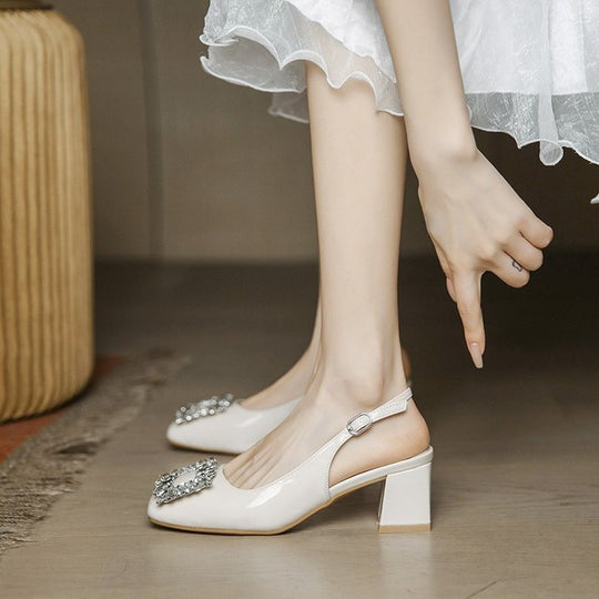 Damen elegante Slingback-Pumps mit funkelndem Schmuckdetail EB