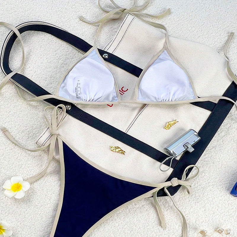 Damen Bikini mit modernem Schnitt und verspielten Bindebändern EB