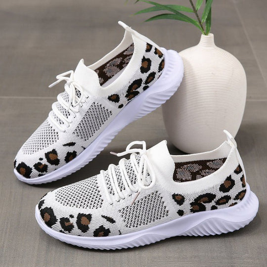 Damen Sneakers mit ergonomischem Mesh-Obermaterial und trendigem Tierprint EB