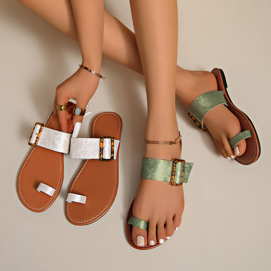 Damen elegante Sling-Sandalen mit modischen Riemen und dekorativem Schmuck EB