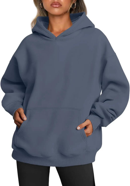 Damen nan oversized Kapuzenpullover mit verlängerter Silhouette und Kängurutasche EB