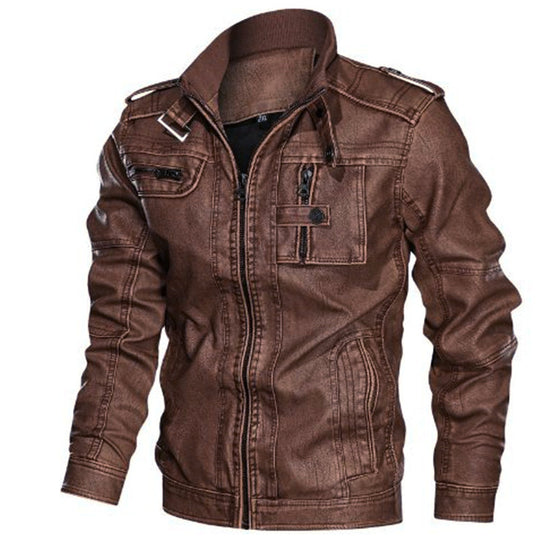 Herren robuste Kunstlederjacke im Military-Stil EB