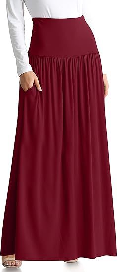 Damen Maxi-Rock mit elastischem Bund und Taschen EB