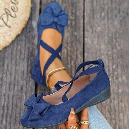 Damen Komfortable Ballerinas mit dekorativer Schleifenapplikation EB