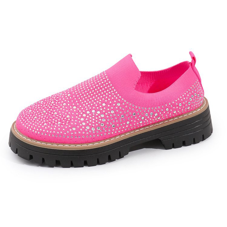 Damen Slip-On Sneakers mit funkelndem Strass und rutschfester Sohle EB