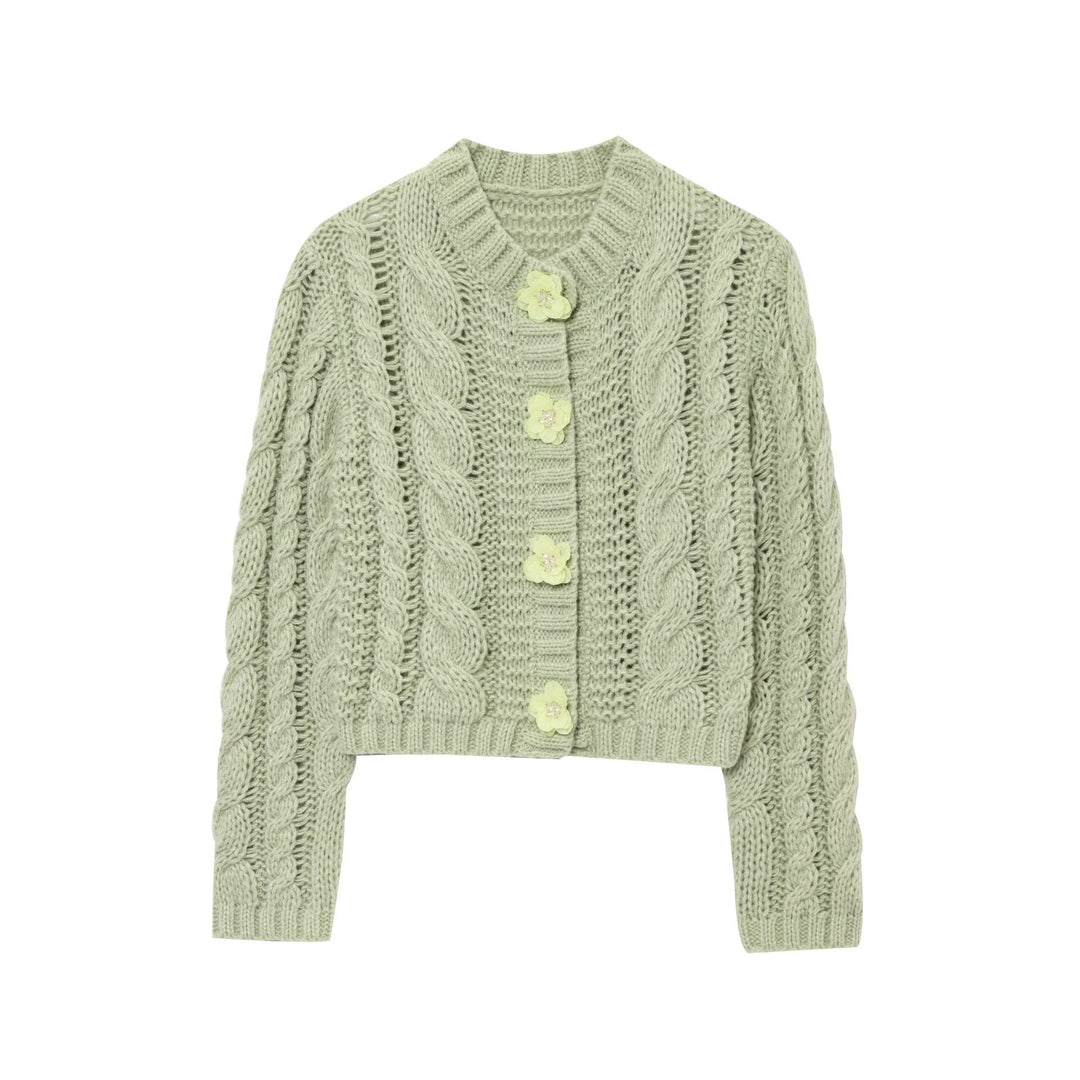 Damen cropped Strickjacke mit floralem Detail EB