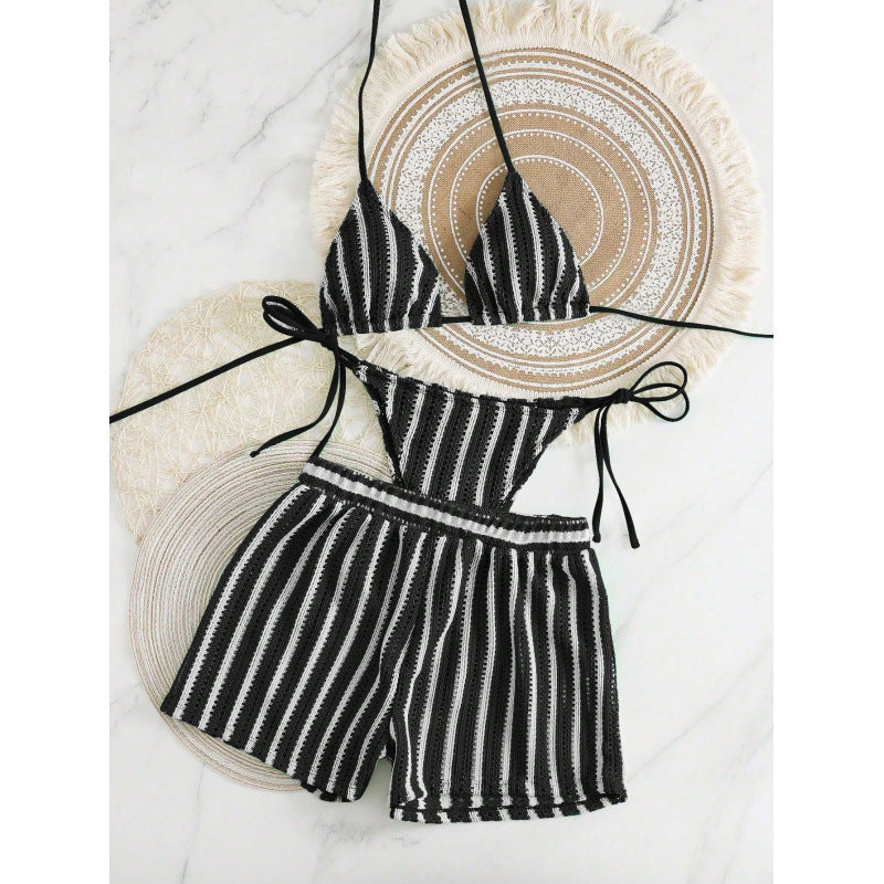 Damen Zweiteiliges Freizeitbadeoutfit mit verstellbarem Oberteil und elastischen Shorts EB