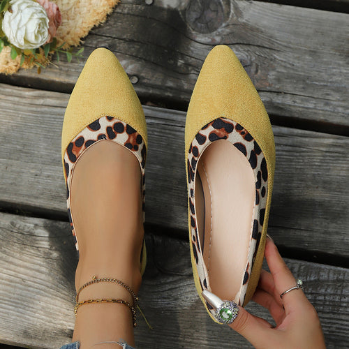 Damen elegante spitze Ballerinas mit Leopardenmuster EB