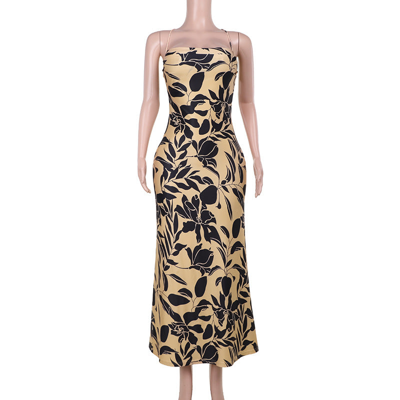 Damen Maxikleid mit floralem Muster und schmalen Spaghettiträgern EB