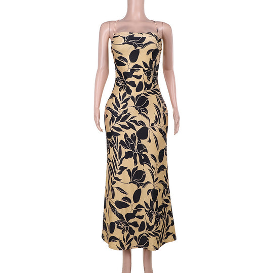 Damen Maxikleid mit floralem Muster und schmalen Spaghettiträgern EB