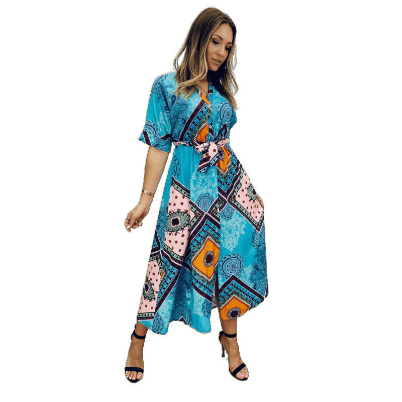 Damen Bohemian Wickelkleid EB