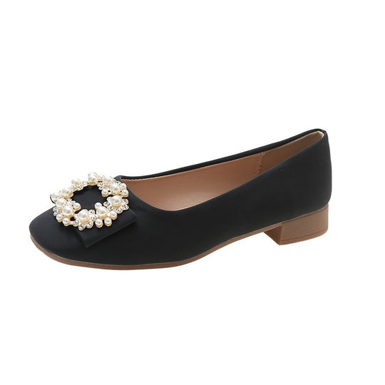 Damen Schicke Ballerinas mit Perlenschmuck EB
