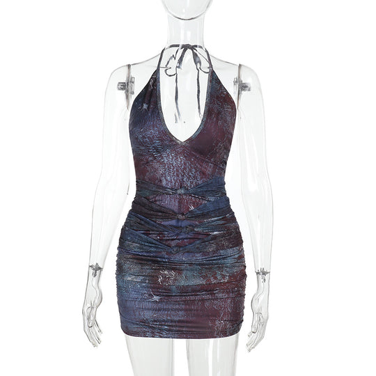 Damen Wickelkleid mit tiefem V-Ausschnitt und elastischem Tailleneinsatz EB