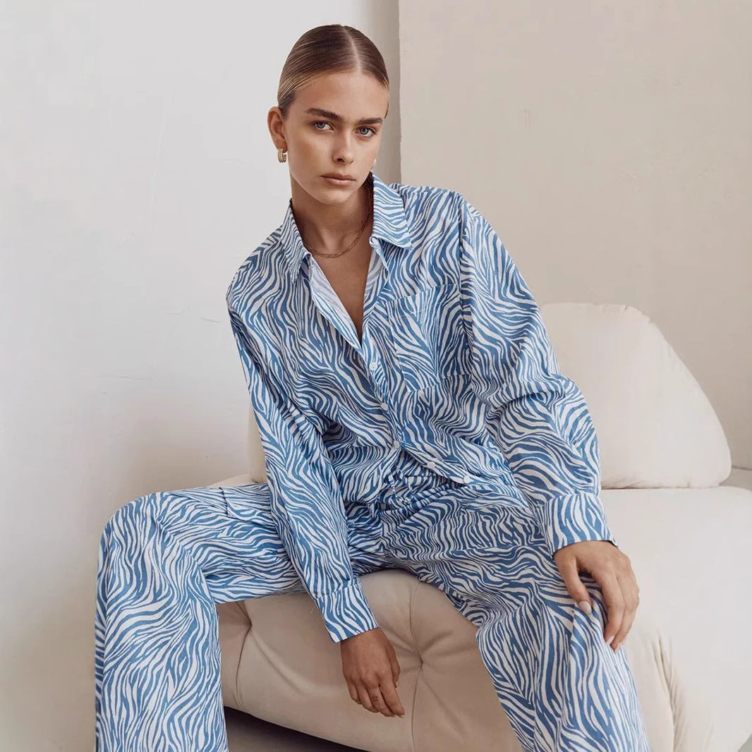Damen Stilsicheres Lounge-Set aus leichter Baumwolle mit trendigem Zebra-Print EB