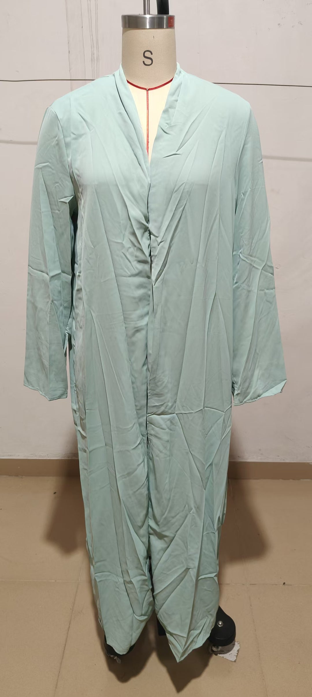 Damen Langer Kaftan‑Mantel mit fließender V‑Ausschnitt Drapierung EB