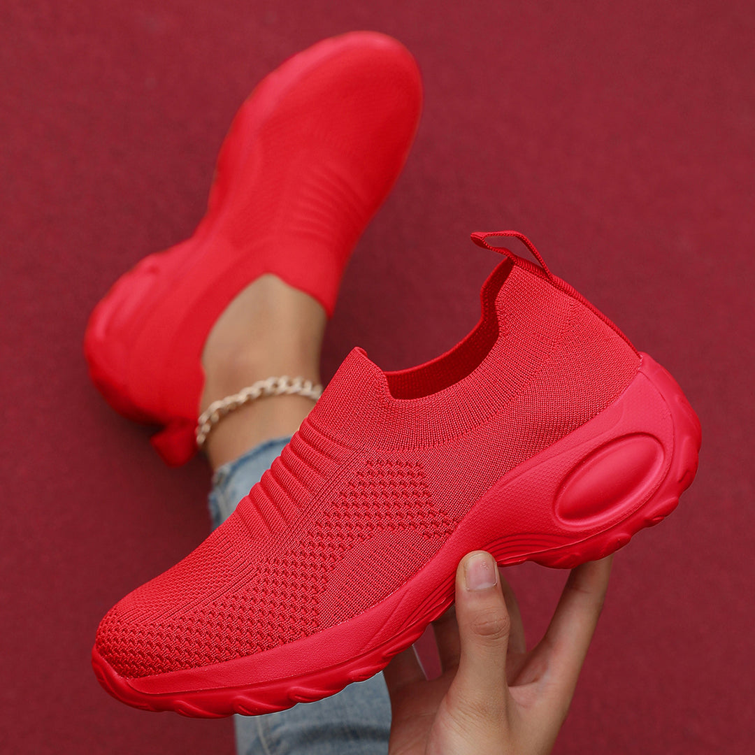 Damen Sportliche Slip-On Sneakers mit atmungsaktivem Obermaterial und rutschfester Sohle EB