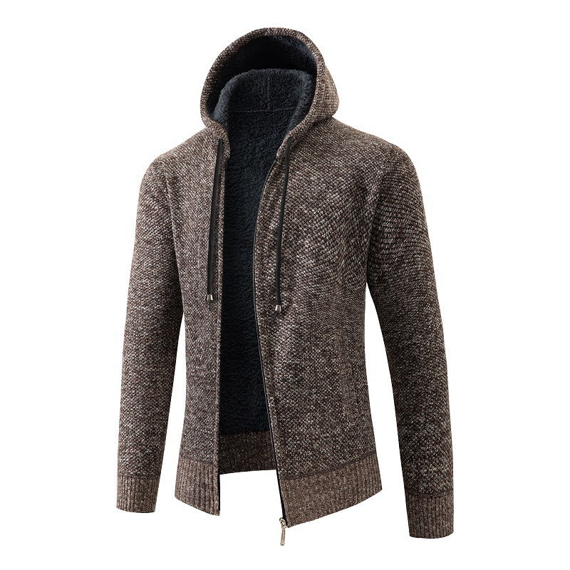 Herren bequeme Strickjacke mit Kapuze EB