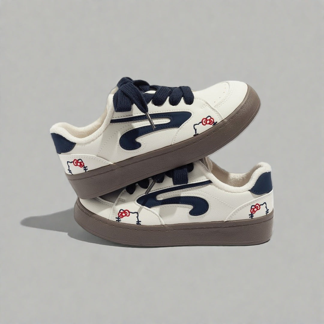 Damen bequeme und stilvolle Sneaker mit Fleece-Innenfutter EB