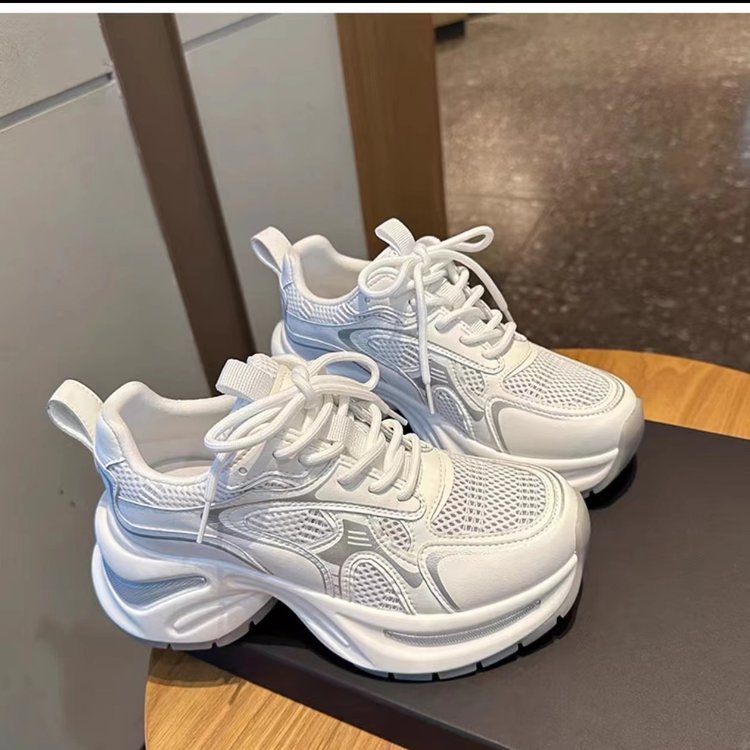 Damen Trendige hochgezogene Sneakers mit atmungsaktiver Mesh-Oberfläche und reflektierenden Akzenten EB