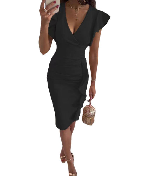 Damen Wickelkleid mit Rüschendetails EB