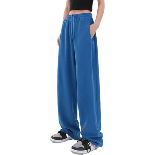 Damen nan locker fallende Sweatpants mit extra weitem Bein, hohem Bund und Kordelzug EB