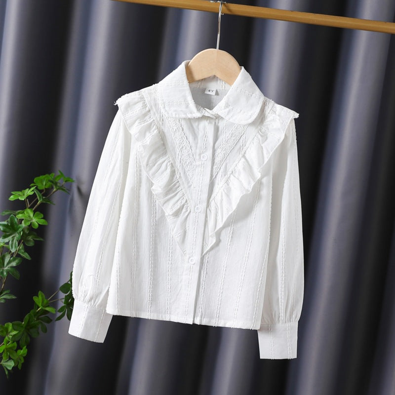 Damen Bluse mit Rüschendetails und feinen Stickereien EB