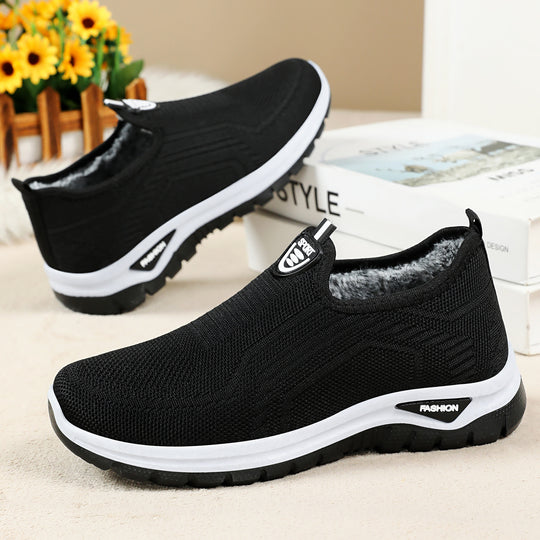 Damen Bequeme Slip-On Freizeitschuhe mit atmungsaktivem Strickdesign EB